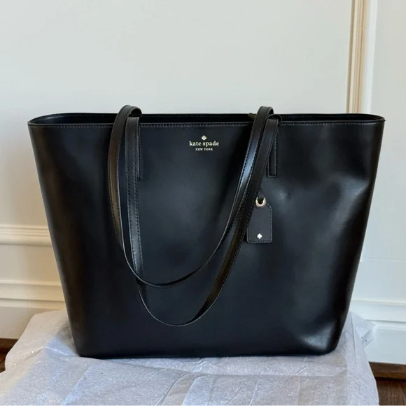 Kate Spade Janie Black Leather Medium Tote zip closure - Picture 5 of 9